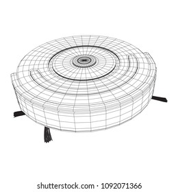 Robot vacuum cleaner wireframe low poly mesh vector illustration. Smart cleaning technology concept