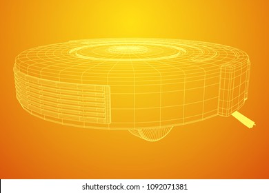 Robot vacuum cleaner wireframe low poly mesh vector illustration. Smart cleaning technology concept