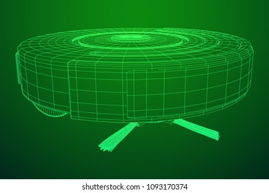 Robot vacuum cleaner wireframe low poly mesh vector illustration. Smart cleaning technology concept