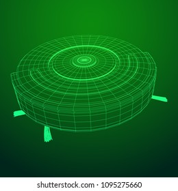 Robot vacuum cleaner wireframe low poly mesh vector illustration. Smart cleaning technology concept