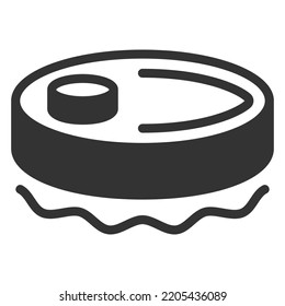 Robot vacuum cleaner at work - icon, illustration on white background, glyph style