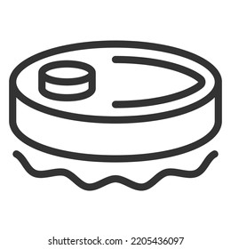 Robot vacuum cleaner at work - icon, illustration on white background, outline style