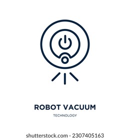 robot vacuum icon from technology collection. Thin linear robot vacuum, robot, vacuum outline icon isolated on white background. Line vector robot vacuum sign, symbol for web and mobile