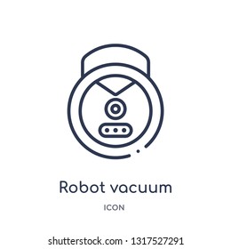 robot vacuum icon from technology outline collection. Thin line robot vacuum icon isolated on white background.