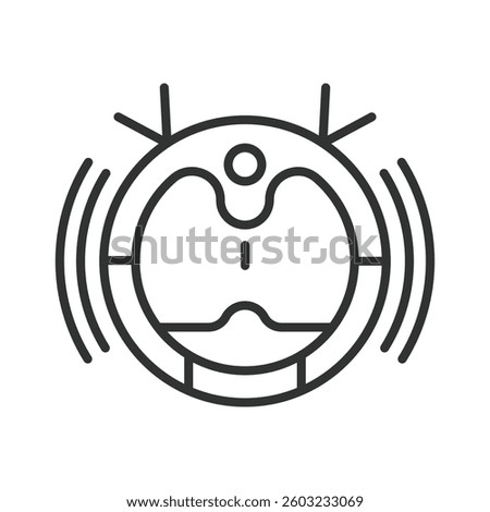 Robot Vacuum Mop, icon in line design. Robot Vacuum Mop, smart vacuum, automatic mop on white background vector. Robot Vacuum Mop, icon in line design, editable stroke icon
