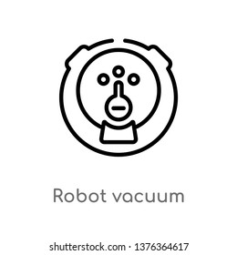 robot vacuum vector line icon. Simple element illustration. robot vacuum outline icon from technology concept. Can be used for web and mobile