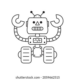 robot vector for children's drawing book