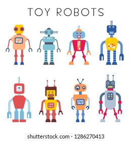 Colección vectorial Robot - conjunto de ilustraciones de robots de juguete estilo vintage.