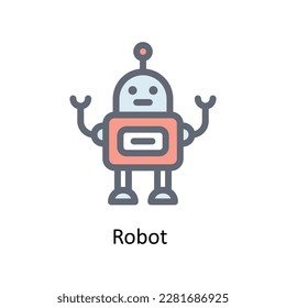 Vector Robot   Rellenar iconos de contorno. Material gráfico simple