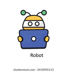 Robot vector filled outline doodle Design illustration. Symbol on White background EPS 10 File