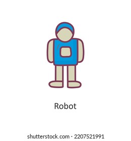 Robot Vector Filled outline Icon Design illustration. Space Symbol on White background EPS 10 File