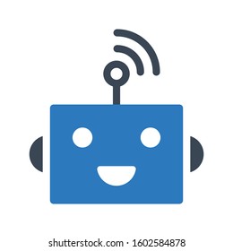 robot vector glyph color icon 