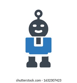 robot vector glyph color icon 