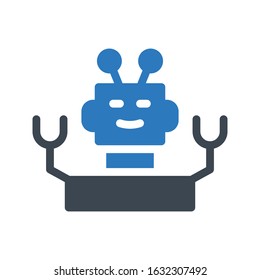 robot vector glyph color icon 