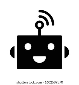robot vector glyph flat icon 