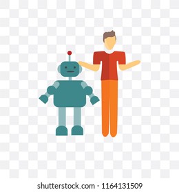 Robot vector icon isolated on transparent background, Robot logo concept