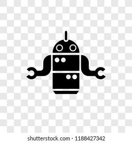 Robot vector icon isolated on transparent background, Robot transparency logo concept