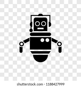 Robot vector icon isolated on transparent background, Robot transparency logo concept