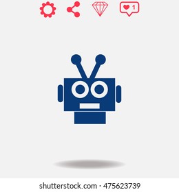 Robot vector icon on grey background.