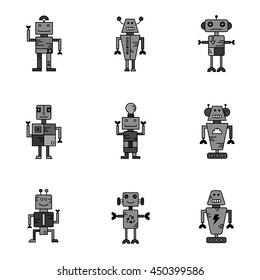 Robot vector icon set 