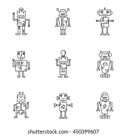 Robot vector icon set 