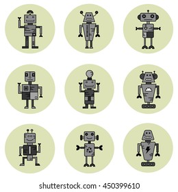 Robot vector icon set 