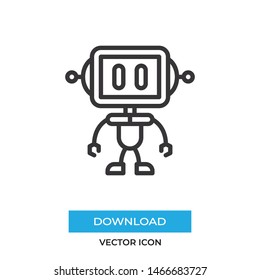 Robot vector icon, simple robot sign.