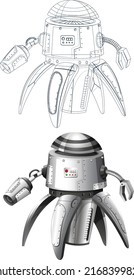 Robot  Vector Illustration. Robot Hand Sketch Design
Robot vector hand drawn. Mini Robot Vector.
