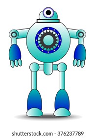 Robot Vector Illustration - Isolated Robot Steel Blue EPS10