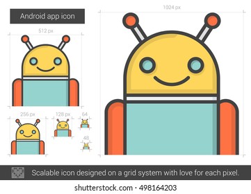 Robot vector line icon isolated on white background. Robot line icon for infographic, website or app. Scalable icon designed on a grid system.