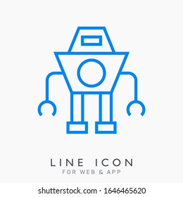 Icono de pictograma de línea vector robot. Concepto de bots mecánicos. Concepto de carácter de máquina.