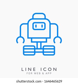 Robot vector line pictogram icon. Mechanical bot concept. Machine character concept.