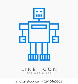 Robot vector line pictogram icon. Mechanical bot concept. Machine character concept.