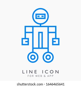 Icono de pictograma de línea vector robot. Concepto de bots mecánicos. Concepto de carácter de máquina.