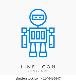 Robot vector line pictogram icon. Mechanical bot concept. Machine character concept.