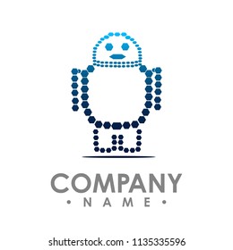 Robot vector logo. Simple illustration of robot brain vector logo for web