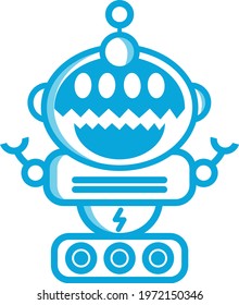 Robot vector mascot with sharp teeth and has 4 eyes