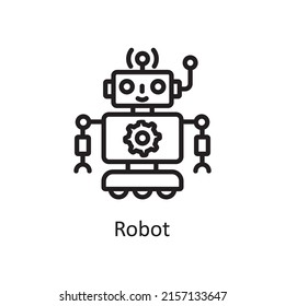 Robot Vector Outline Icon Design Illustration. Artificial Intelligence Symbol On White Background EPS 10 File