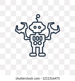 Robot vector outline icon isolated on transparent background, high quality linear Robot transparency concept can be used web and mobile
