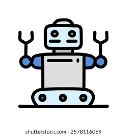 Robot vector, Robotics related filled design editable stroke icon.