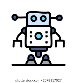 robot vector, Robotics related filled design editable stroke outline icon