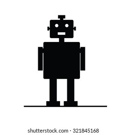 robot vector silhouette art illustration on white