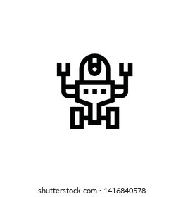 Robot vector. Robot symbol. Linear style sign for mobile concept and web design. Robot  symbol illustration. Pixel vector graphics - Vector.