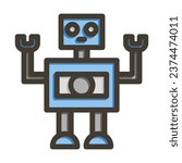 Robot Vector Thick Line Filled Colors Icon For Personal And Commercial Use.
