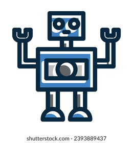 Robot Vector Thick Line Filled Dark Colors Icons For Personal And Commercial Use.
