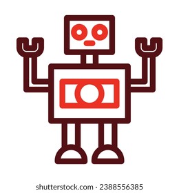 Robot Vector Thick Line Two Color Icons For Personal And Commercial Use.
