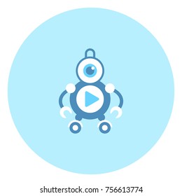 Robot Video Player Icon Modern Robotic Technology Vector Illustration