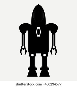 robot vintage radio, radio transmitter, flat illustration isolated on white background