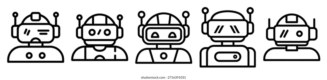 Symbol-Set für Roboter- und Zeilenkunst. ai und Robotik Gliederung Icons Sammlung.