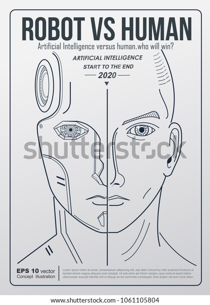 Robot Vs Human Ai Artificial Intelligence Stock Vector Royalty Free